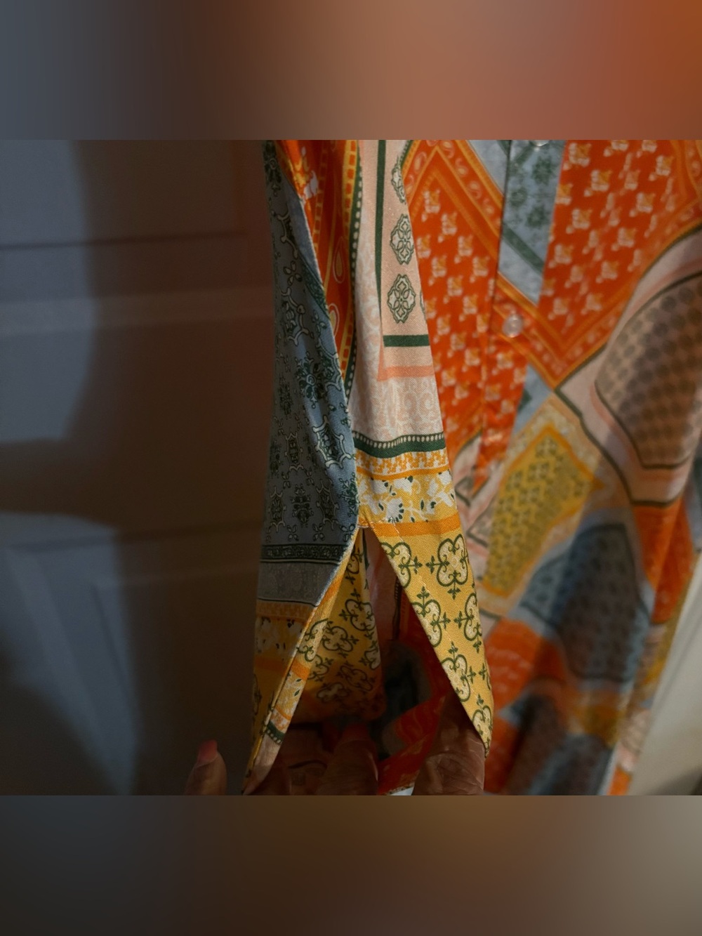 NWT Cato Multicolor Patchwork Button-Front Dress — Orange, Yellow, Green, Blue - Picture 6 of 10